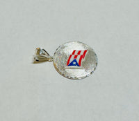 Sterling Silver Hand Enameled Puerto Rico Flag Nickel Size Pendant