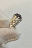 Vintage NOS 1970's Sterling Silver Genuine 10 x 8mm Oval Cabochon Tiger's Eye Beaded Man's Ring