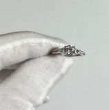 Sterling Silver Cubic Zirconia Round Center with Baguette Sides and Pave Engagement Ring