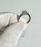 Sterling Silver Cubic Zirconia Round Center with Baguette Sides and Pave Engagement Ring