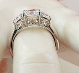 Sterling Silver 3-Cubic Zirconia Asscher-cut Engagement Ring