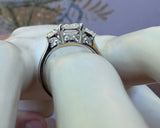 Sterling Silver 3-Cubic Zirconia Asscher-cut Engagement Ring