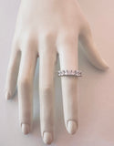 Sterling Silver 7 Cubic Zirconia Princess-cut Anniversary Band Ring