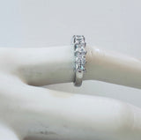 Sterling Silver 7 Cubic Zirconia Princess-cut Anniversary Band Ring