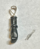 Sterling Silver Genuine Azabache Jet 1.30" Mano Figa Pendant