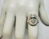 Sterling Silver Genuine Gemstone (Emerald, Ruby or Sapphire) Inidan Chief Ring (unisex medium size)