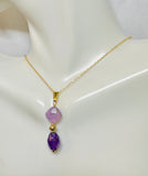 Sterling Silver Yellow Gold-plated Genuine Light and Dark Amethyst Pendant with 18" Cable Link Chain