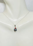 Sterling Silver Genuine 6mm Azabache Jet and Red Coral Pendant (available with or w/o chain)