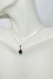 Sterling Silver Genuine 6mm Azabache Jet and Red Coral Pendant (available with or w/o chain)