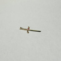 10 Karat Yellow Gold 1" Sword of Saint Barbara "Espada de Santa Barbara" with Genuine Ruby Pendant