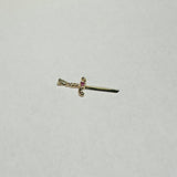 10 Karat Yellow Gold 1" Sword of Saint Barbara "Espada de Santa Barbara" with Genuine Ruby Pendant