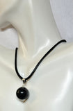 Sterling Silver Genuine 18mm Black Onyx Bead with 20" Silk Cord Necklace