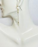 14 Karat Yellow Gold-plated Sterling Silver Genuine 3mnm Freshwater Pearl and Cross 2.25" Dangle Earrings