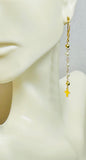 14 Karat Yellow Gold-plated Sterling Silver Genuine 3mnm Freshwater Pearl and Cross 2.25" Dangle Earrings