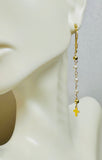 14 Karat Yellow Gold-plated Sterling Silver Genuine 3mnm Freshwater Pearl and Cross 2.25" Dangle Earrings