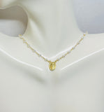 14 Karat Yellow Gold-plated Sterling Silver Genuine 3mm Freshwater Pearls Miraculous Medal "Milagrosa" Rosary Necklace