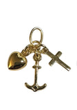 14 Karat Yellow Gold-plated Sterling Silver Faith, Hope and Charity Charm