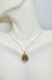 14 Karat Yellow Gold-plated Sterling Silver with Genuine Freshwater Pearls Our Lady of Fatima and Our Lady of the Rosary Scapular Pendant Necklace