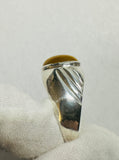Sterling Silver Genuine 13 x 9mm Honey Tiger's Eye Man's Ring