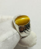 Sterling Silver Genuine 13 x 9mm Honey Tiger's Eye Man's Ring