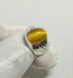 Sterling Silver Genuine 13 x 9mm Honey Tiger's Eye Man's Ring