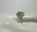 Sterling Silver Genuine 10 x 7mm Pear Jadeite Split Band Style Ring