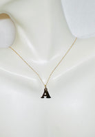 14 Karat Yellow Gold Block Initial Letter Pendant (available with or without chain)