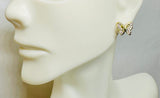 14 Karat Yellow Gold-plated Sterling Silver CZ Butterfly Post Earrings