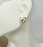 14 Karat Yellow Gold-plated Sterling Silver CZ Butterfly Post Earrings