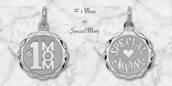 Sterling Silver #1 MOM or SPECIAL MOM Engraved Disc Charm (FREE Engraving)