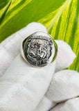 Sterling Silver Saint Michael Protect Us Badge Signet Man's Ring