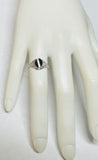 Sterling Silver Genuine Black Onyx and Inlay Mother-of-Pearl Dainty Ladies Filigree Ring