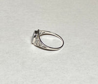 Sterling Silver Genuine Black Onyx and Inlay Mother-of-Pearl Dainty Ladies Filigree Ring