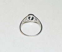 Sterling Silver Genuine Black Onyx and Inlay Mother-of-Pearl Dainty Ladies Filigree Ring