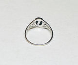 Sterling Silver Genuine Black Onyx and Inlay Mother-of-Pearl Dainty Ladies Filigree Ring