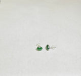 Sterling Silver Genuine 8 x 6mm Oval Cabochon Nephrite Jade Bezel Stud Earrings