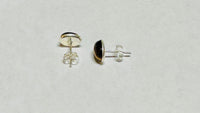 Sterling Silver Genuine 8 x 6mm Oval Cabochon Tiger's Eye Bezel Stud Earrings