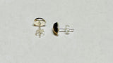 Sterling Silver Genuine 8 x 6mm Oval Cabochon Tiger's Eye Bezel Stud Earrings