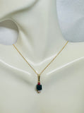 14 Karat Yellow Gold Filled Genuine 6mm Azabache Jet with Red Coral & Cubic Zirconia Pendant with 18" Cable Link Chain