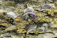Sterling Silver and Genuine Gemstone  Sailfish Pendant (Amethyst-Citrine-Peridot-Smoky Quartz)