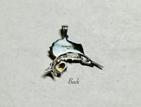 Sterling Silver and Genuine Gemstone  Sailfish Pendant (Amethyst-Citrine-Peridot-Smoky Quartz)