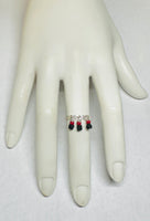Sterling Silver 3mm Band Ring with Genuine Azabache Jet Stones