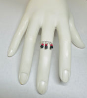 Sterling Silver 3mm Band Ring with Genuine Azabache Jet Stones