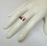 Sterling Silver 3mm Band Ring with Genuine Azabache Jet Stones
