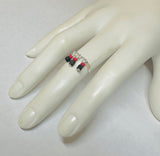 Sterling Silver 3mm Band Ring with Genuine Azabache Jet Stones