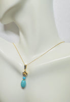 Sterling Silver Gold-plated Reconstituted Magnesite & Turquoise Flower Pendant with 18" Chain