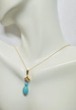 Sterling Silver Gold-plated Reconstituted Magnesite & Turquoise Flower Pendant with 18" Chain