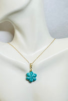 Sterling Silver Gold-plated Reconstituted Magnesite Flower Pendant with 18" Chain