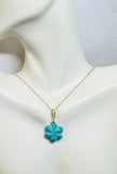 Sterling Silver Gold-plated Reconstituted Magnesite Flower Pendant with 18" Chain