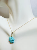 Sterling Silver Gold-plated Reconstituted Magnesite Flower Pendant with 18" Chain